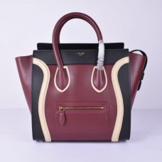 Borsa Celine Large Luggage Tote nera, bordeaux e bianca