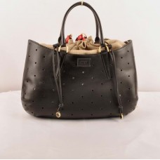 Borsa grande Fendi B Fab in pelle nera Ferrari traforata con manico superiore
