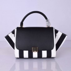 Borsa Celine Medium Trapeze a righe bianche e nere. Borsa Celine Medium Trapeze a righe bianche e nere.