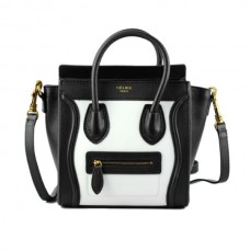 Borsa tote Celine Small Luggage nera e bianca