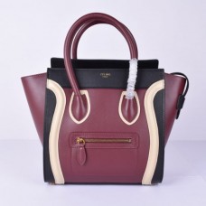 Borsa Celine Medium Luggage Tote nera, bordeaux e bianca