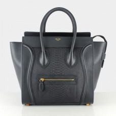 Borsa Celine Large Luggage Tote in pelle di serpente nera