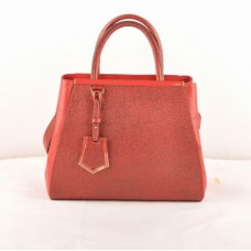 Borsa piccola Fendi 2jours in pelle rosso scuro con venature incrociate/Ferrari