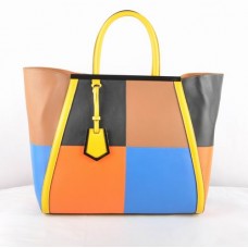 Borsa Fendi 2Jours Multicolor in pelle nera stile Ferrari