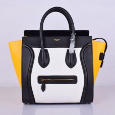 Borsa Celine Large Luggage Tote nera, bianca e gialla