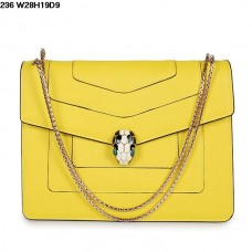 Borsa Bvlgari Serpenti GM in pelle di vitello gialla