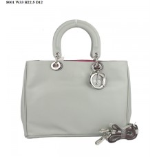 Borsa piccola Dior Diorissimo in pelle nappa grigia (finiture argentate) 8001