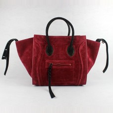 Borse Celine Boston in pelle scamosciata rossa e nera Borse Celine Boston in pelle scamosciata rossa e nera