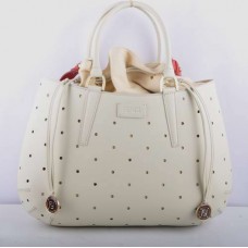 Borsa grande Fendi B Fab in pelle beige traforata con manico superiore