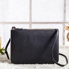Borsa a tracolla grande Celine Trio in pelle di vitello nera