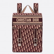 Zaino Dior in tela bordeaux con ricamo obliquo
