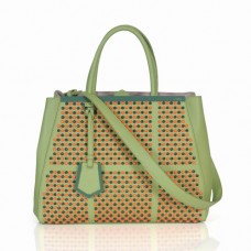 Borsa Fendi 2Jours Clinch Bolt in pelle verde Ferrari