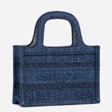 Mini Book Tote Bag di Dior in tela obliqua blu denim