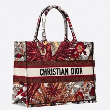 Borsa tote piccola Dior in tela rossa con motivo fenicottero Borsa tote piccola Dior in tela rossa con motivo fenicottero
