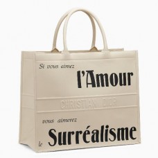 Borsa tote Dior Surrealism in pelle di vitello stampata bianca.