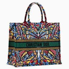 Borsa a mano Dior Butterfly in tela ricamata multicolore
