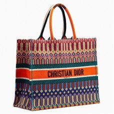 Borsa tote Dior in tela ricamata multicolore