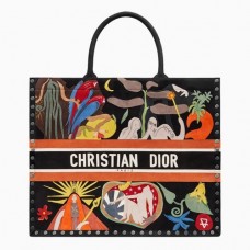 Borsa Dior Book Tote in Earth Element multicolore dipinta a mano