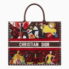 Borsa Dior Book Tote in tessuto multicolore Fire Element dipinto a mano