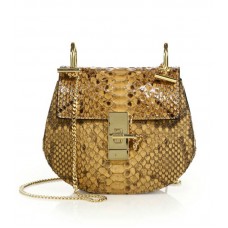 Borsa a tracolla mini pitone Chloe Drew color miele