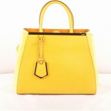 Borsa media Fendi 2jours in pelle con venature incrociate gialle/Ferrari