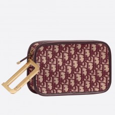 Pochette Dior Diorquake in tela bordeaux Dior Oblique