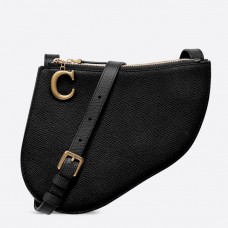 Pochette Dior Saddle Trio con tracolla in pelle di vitello nera.