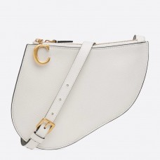 Pochette Dior Saddle Trio con tracolla in pelle di vitello bianca