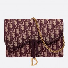 Pochette Dior Bordeaux con catena obliqua a sella