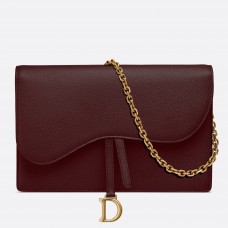 Pochette Dior Bordeaux in pelle di vitello con catena