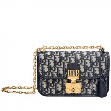 Borsa Dior Dioraddict Flap in tela obliqua blu