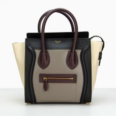 Borsa Celine Medium Luggage Tote Grigio Nero Bianco Vino