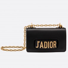Mini borsa Dior J'Adior in pelle di vitello nera con patta