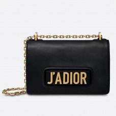 Borsa a tracolla Dior J'Adior in pelle di vitello nera.