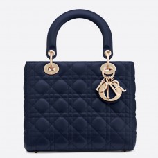 Borsa Dior Lady Dior media in pelle di agnello Cannage blu indaco