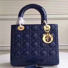 Borsa Lady Dior media in pelle verniciata blu Borsa Lady Dior media in pelle verniciata blu