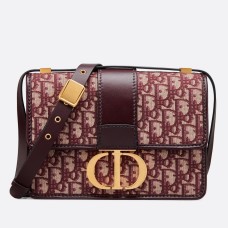 Borsa Dior 30 Montaigne in tela jacquard obliqua bordeaux