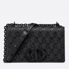 Borsa a tracolla Dior 30 Montaigne in pelle di agnello intrecciata nera