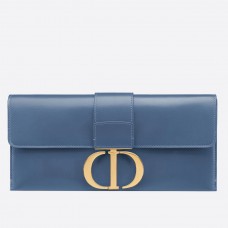 Borsa a mano Dior 30 Montaigne in pelle di vitello blu denim