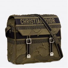 Borsa a tracolla Dior Diorcamp in tela mimetica verde.