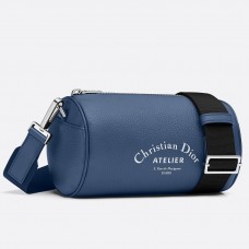 Pochette roller Dior in pelle di vitello martellata blu Pochette roller Dior in pelle di vitello martellata blu