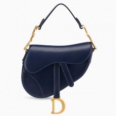 Mini borsa a tracolla Dior in pelle di vitello blu