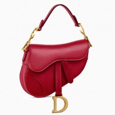 Mini borsa a tracolla Dior in pelle di vitello rossa