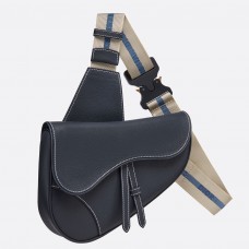 Marsupio da uomo Dior in pelle di vitello martellata blu navy