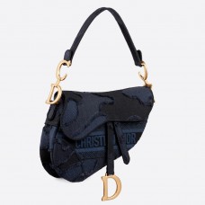 Borsa a tracolla Dior in tela mimetica blu