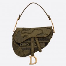 Borsa a tracolla Dior in tela mimetica verde