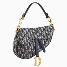 Borsa a tracolla Dior in tela jacquard obliqua blu