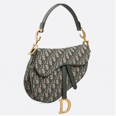 Borsa a tracolla Dior in tela jacquard obliqua verde