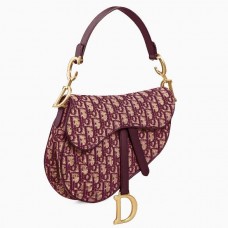Borsa a tracolla Dior in tela jacquard obliqua bordeaux