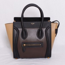 Borsa tote Celine Medium Luggage, colore nero, caffè e albicocca.